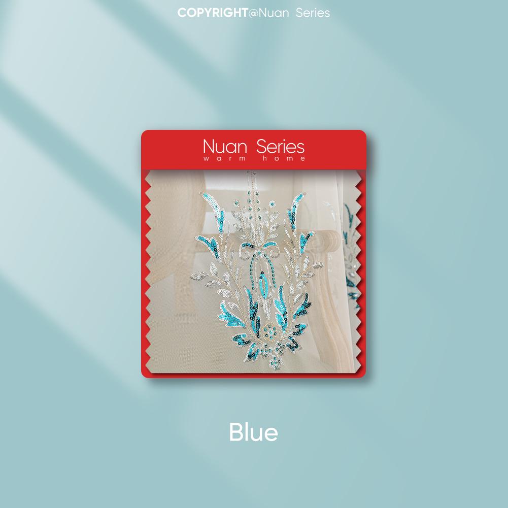 

1 шт европейские прозрачные роскошные вышитые вручную жемчугом прозрачные шторы для гостиной спальни домашнего декора серии Nuan W250cm x L260cm синий