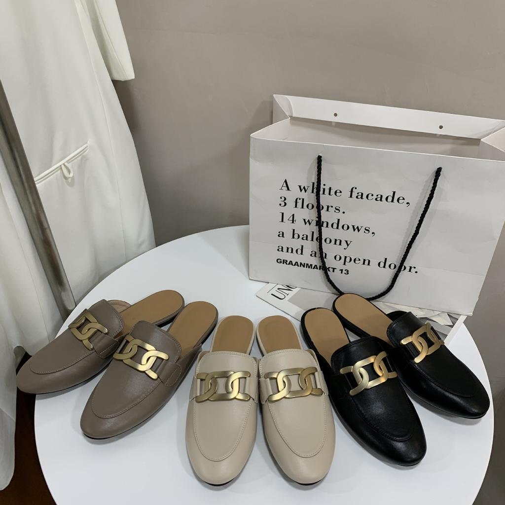 Flat-bottomed Bag Head Half Slippers 2025 New Spring and Summer Outer Wear Cool Slippers Soft-soled Half-tray Shoes Lazy Muller Shoes