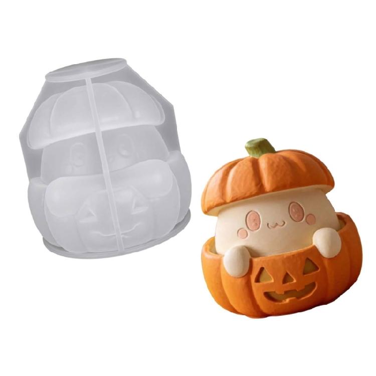 Ghostly Pumpkin Silicone Molds Halloween Candle Silicone Molds For Making Candle Soap Festival Decoration Resin Casting 1