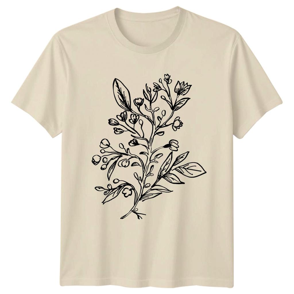 Minimalist Wildflower Bouquet Sketch Unisexs TShirt Line Art Botanical