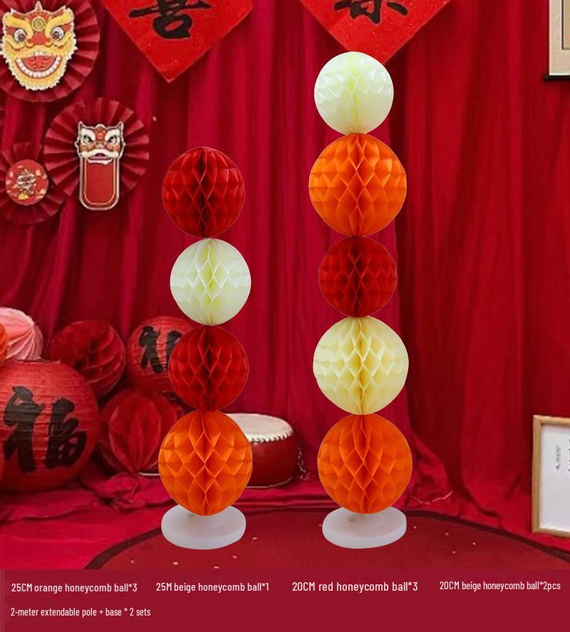 Chinese New Year Lantern Honeycomb Ball Decoration for Birthday and Photo Props