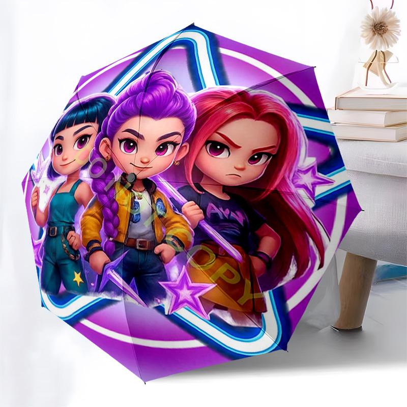 

1pc Neon Star Automatic Folding Umbrella with 3-Fold Design, 8-Bone Frame - Perfect for Outdoor Use, Festivals, Travel, Daily Use, and Gifts for Fans!
