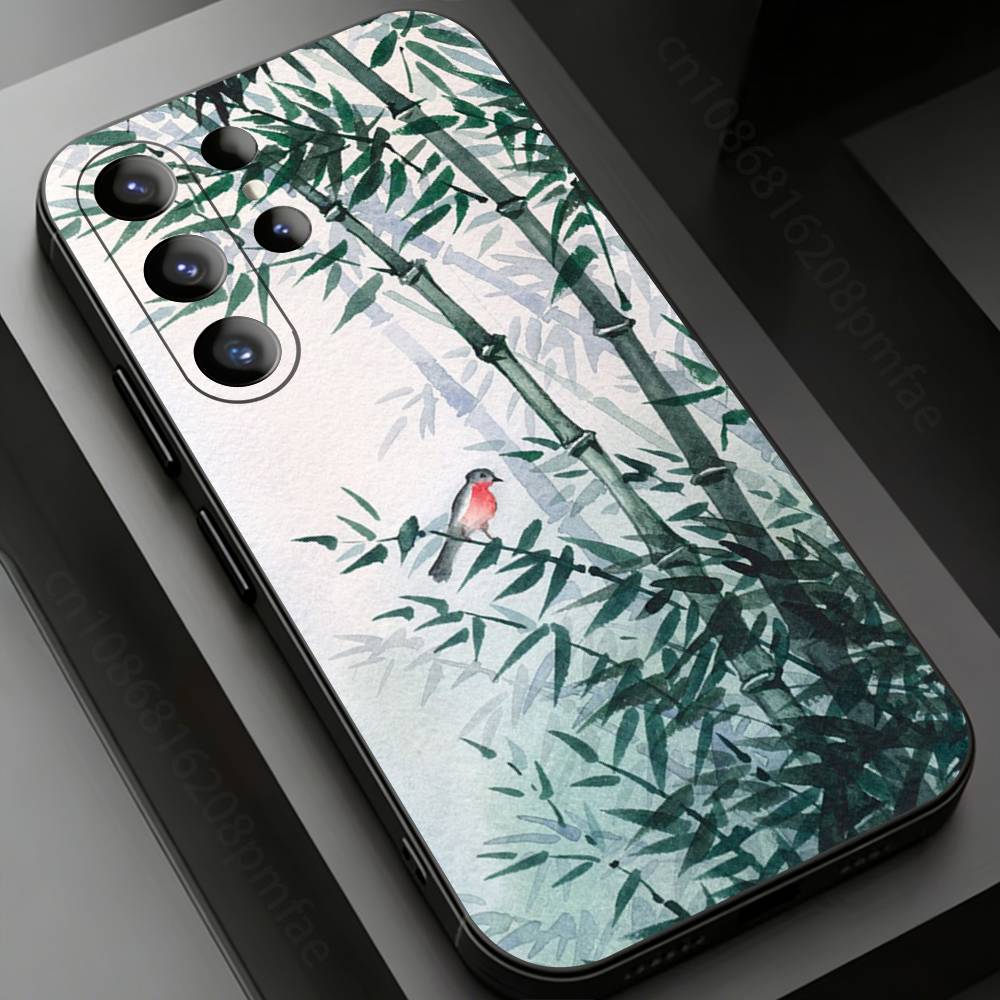 

Chinese Style Bamboo Elegant Fashion Phone Case for Samsung Galaxy S20,23 Ultra S24,22 Plus S25,26,21FE TPU Cover Samsung S225G