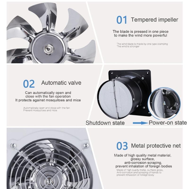 220V Wall-Mounted Exhaust Fan for Kitchens Bathroom and Other Humid Areas