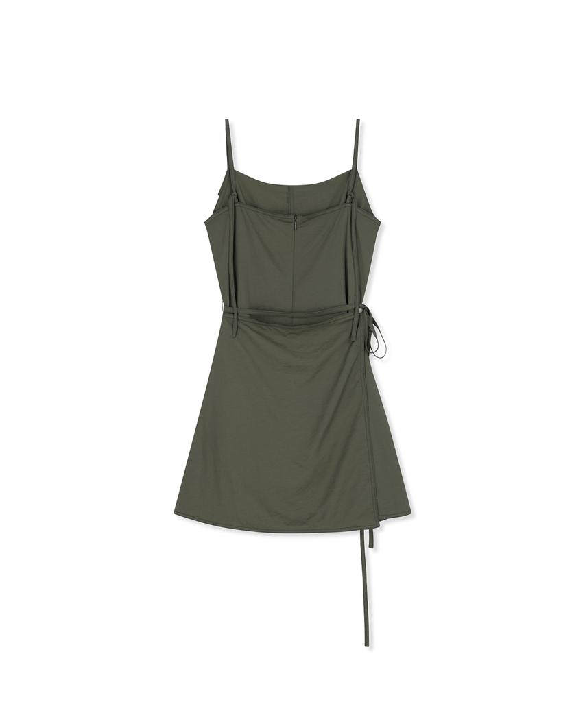 Mattengkim Sleeveless Wrap Dress In Khaki