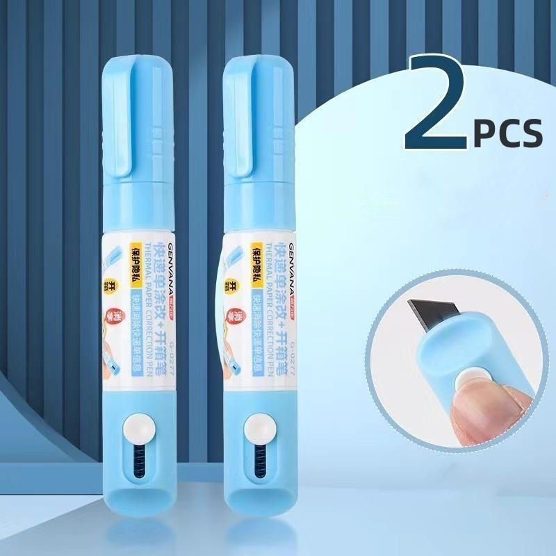 2 In 1 Thermal Paper Correction Fluid with Unboxing Knife Durable Thermal Paper Data Identity Protection Fluid Eraser Box Opener