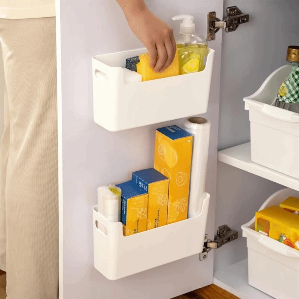 No Punch Wall Mounted Storage Box Adhesive Kitchen Organizer Organizer Storage Rack  Refrigerator