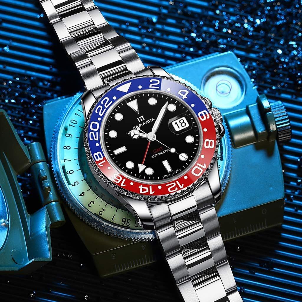 HAMAYOTA Hodinky Funkce GMT Automatické hodinky Pepsi Keramický otočný rámeček Pánské potápěčské