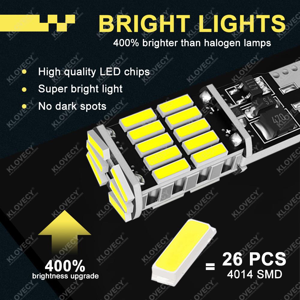 2-10 PCS Super Bright T10 W5W LED Bulbs Canbus 12V 24V 26SMD 6500K White Car Interior Dome Trunk License Plate Wedge Side Lights Bulbs 7