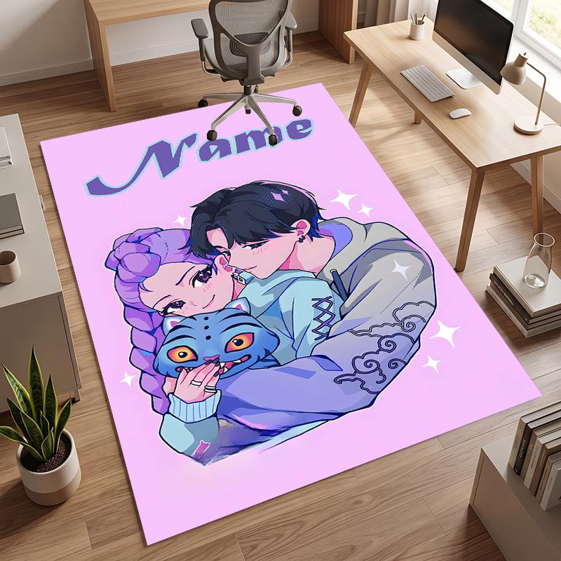 Rumi & Jinu (19) Personalizowany dywanik biurowy z imieniem Stylowa dekoracja do salonu, sypialni, kuchni