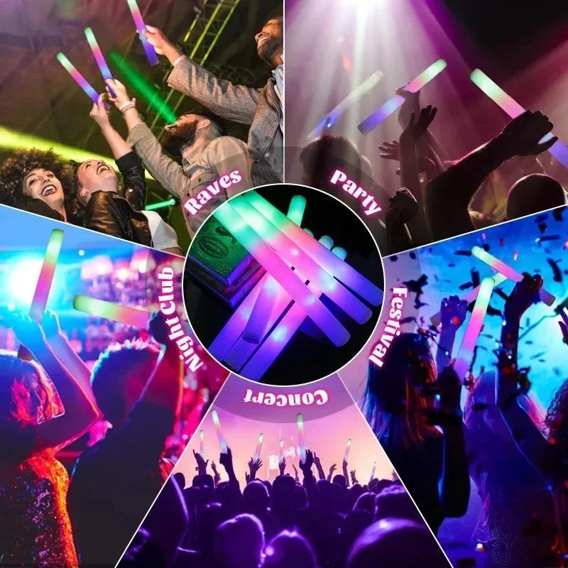 1-50PCS LED Glow Sticks Bulk Colorful RGB Glow Foam Stick Light Stick Cheer Tube Dark Light for Conrts Birthday Wedding Party