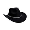 Cappello Western in Lana per Bambini con Decorazione Nera e Cinturino Sottogola Regolabile