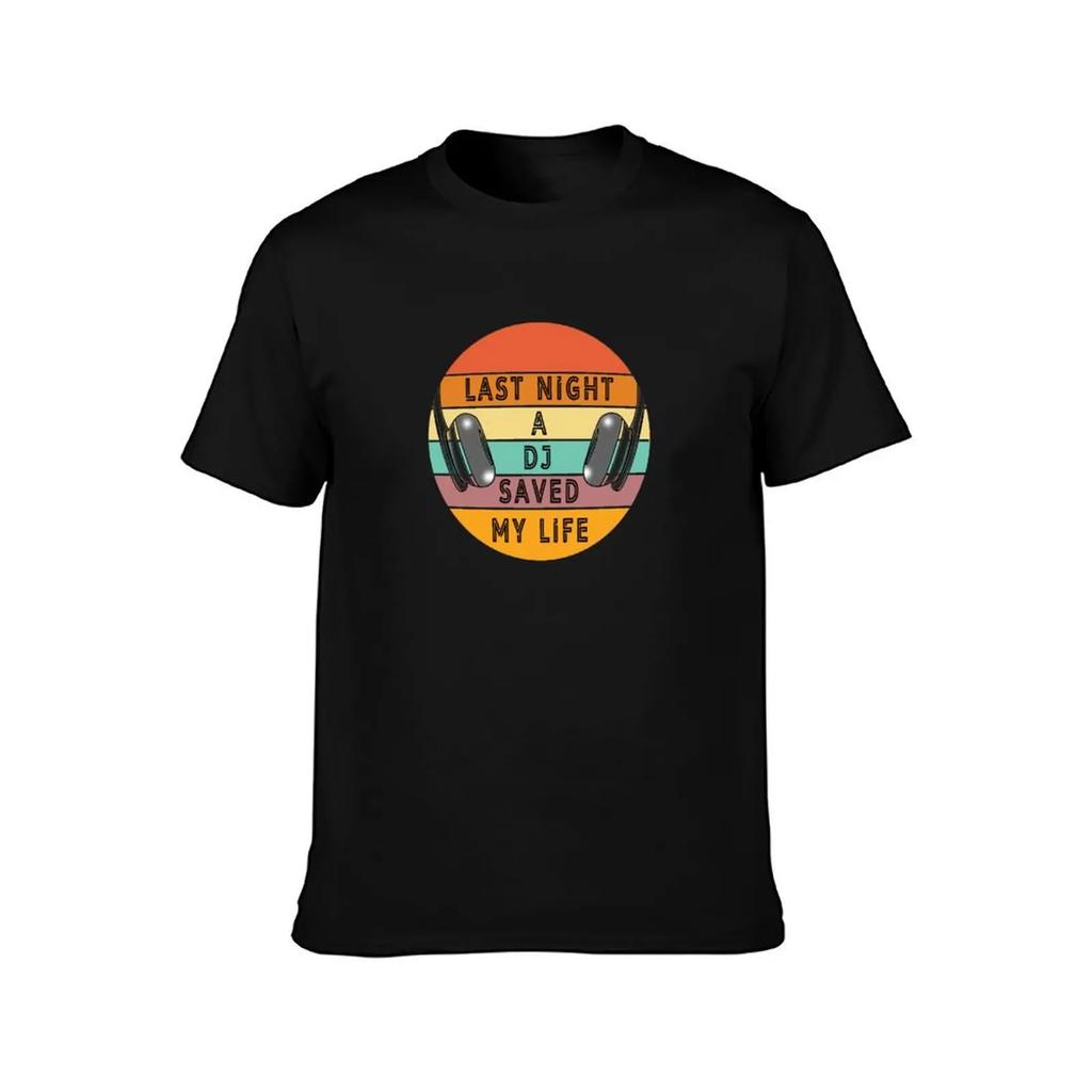 Last Night a DJ Saved My Life in Colourful Sun with Headphones T-Shirt graphics custom shirt cute clothes mens graphic t-shirts
