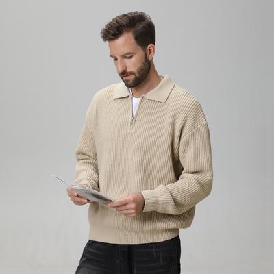 Pánské pletené polo svetry s dlouhým rukávem s límečkem, ležérní šaty, pulovr, golfové svetry, pletená pola, pulovry s knoflíky do V pro muže
