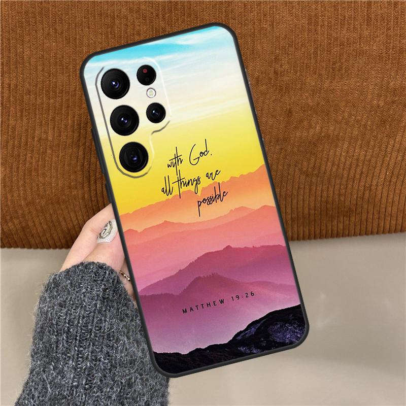 Bibelvers Glaube Jesus Kreuz Handyhülle Für Samsung Galaxy S25 Ultra S9 S10 S20 S21 S22 Plus S24 FE S23 Ultra Rückseite