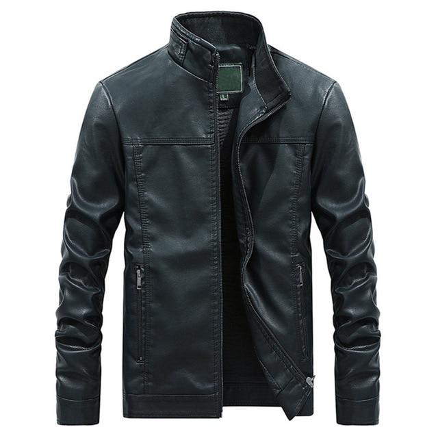 

Нові чоловічі шкіряні куртки осінь зима Pu Coats чоловічий брендовий одяг діловий верхній одяг чоловічий L чорний