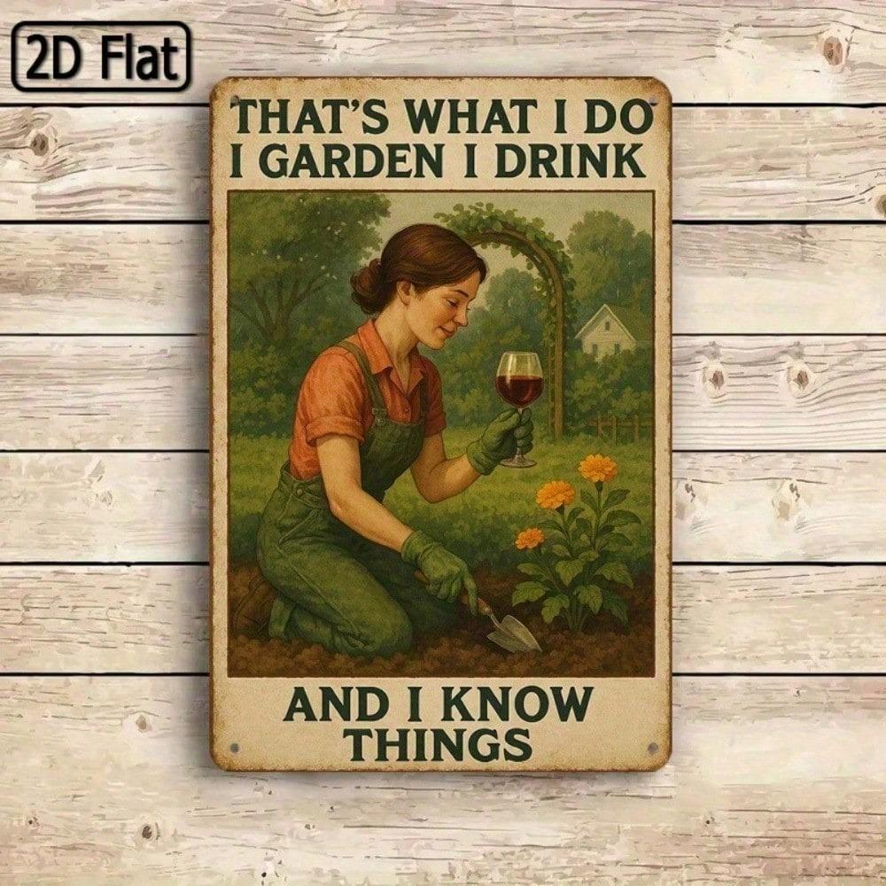 1PC Vintage Tin Sign Drink And I Know Things Retro Metal Wall Art Weatherproof Bar Decor