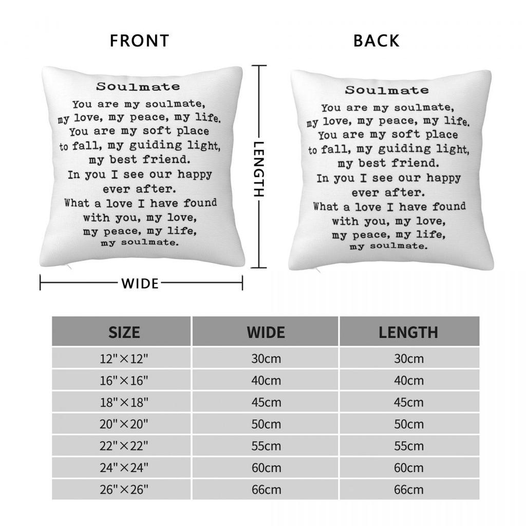 You Are My Soulmate Romantic Pillowcase Polyester Linen Velvet Printed Zip Decor Throw Pillow Case Sofa Seater Cushion Cover 18"