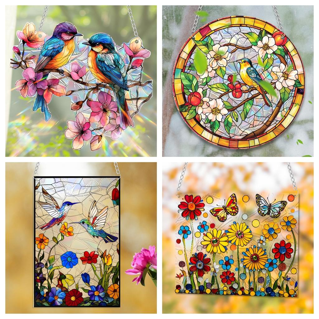 Home Decor Beautiful Sun Catcher Crystal Ornament Colorful Window Hanging For Patio Decor Window Decoration Garden Decoration