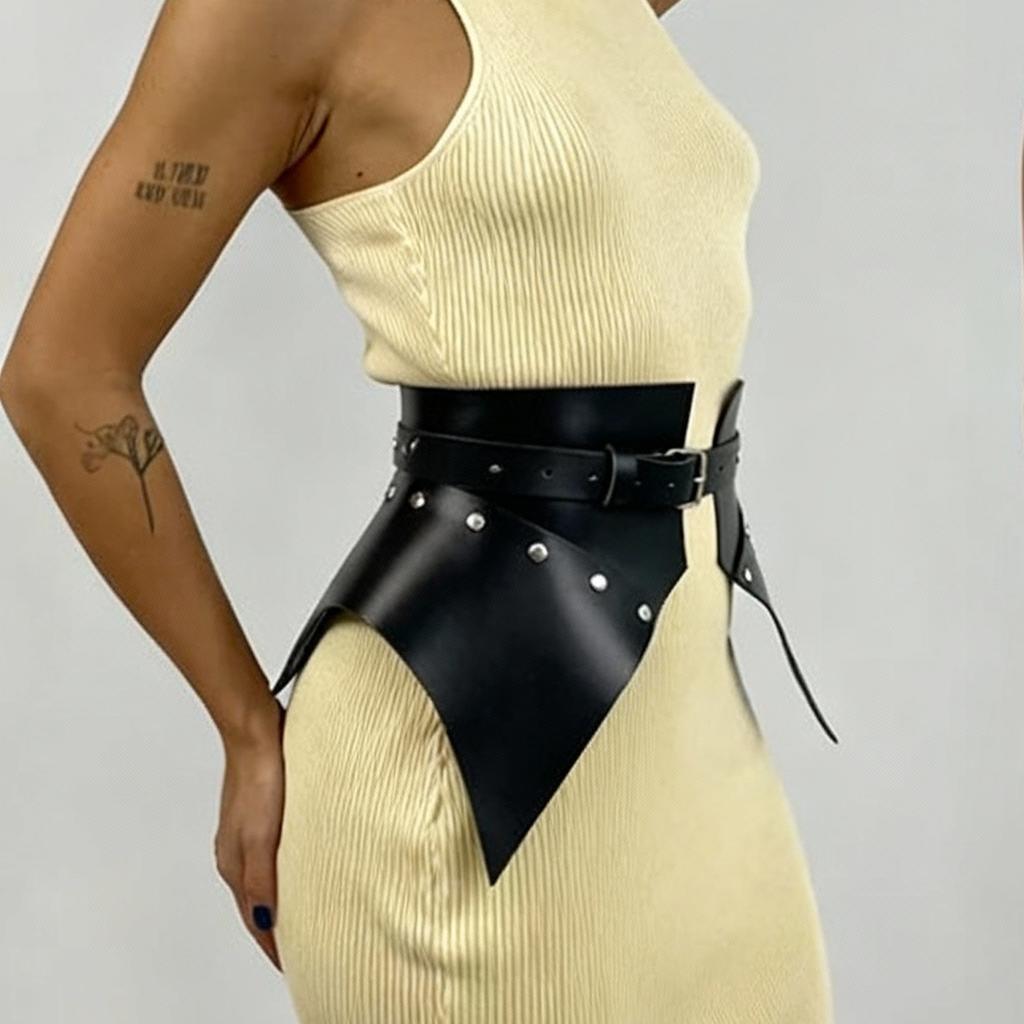 Ceinture Corset Fashion en Cuir PU, Ceinture Corset Large Peplum Gothique, Jupe Ceinture Corset Style Rue Tenue Quotidienne.