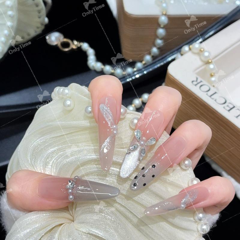 K2031: Clear Temperament Versatile Handmade Wearable Nails - Gentle Pure Desire Manicure K2031-S (Slim Dog 4.0)