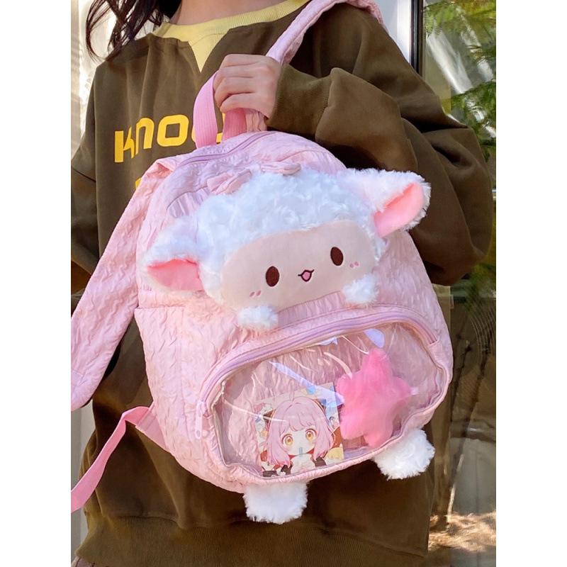 Schoolbag high value cute small wool fleece backpack winter new female college student schoolbag large capacity commuter backpack