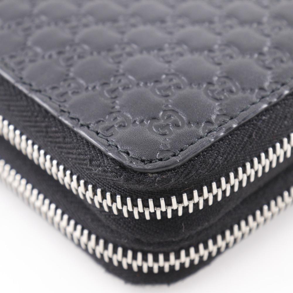 Gucci Travel Document Case Purse 449246 Micro Outlet Black Sima Leather Mens Used