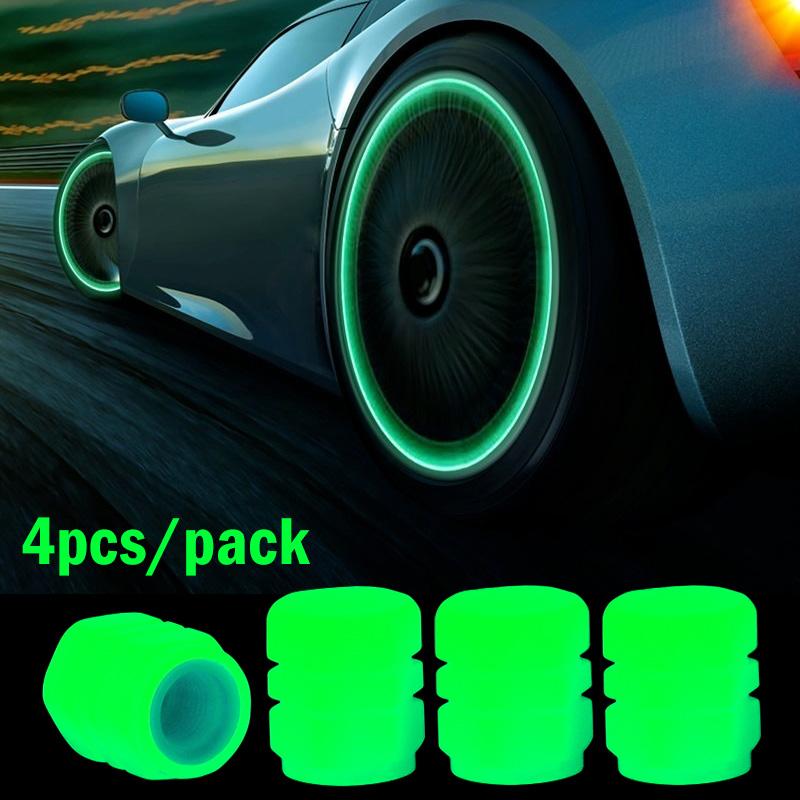 Luminous Valve Caps Car Tire Fluorescent Tyre Valve Stem Decor Luminous Cap Night Glowing Wheel Hub Nozzle Valve Caps Valve Stems 1