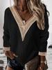 2025 Plus Size Women's V-Neck Knit Sweater: New Solid Color, Long Sleeve for Autumn/Winter, European & American Style