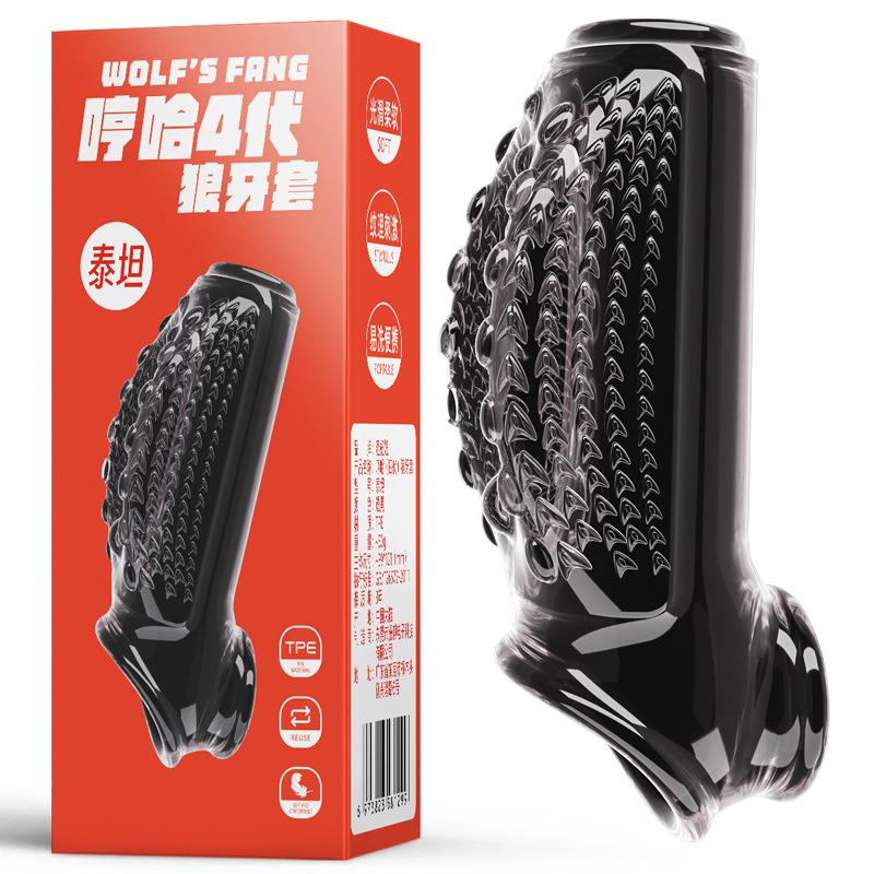 1PCS Durable Extension Cock Sleeve Sex Products Enlarged Thickened Delay Wolf Tooth Sleeve Cock Cover Sex Toys For Men Adult 18+