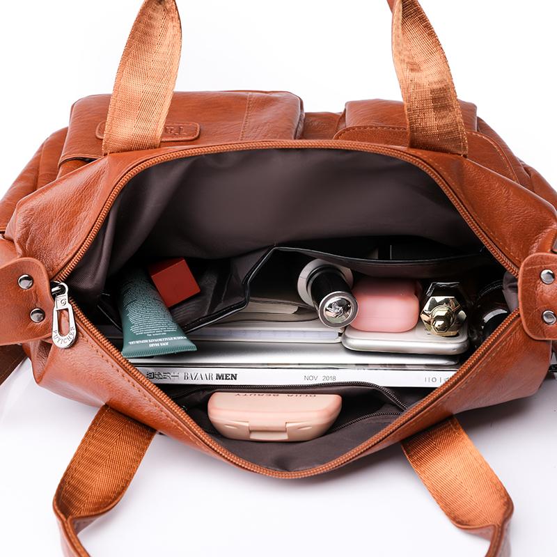 Fashionable Women's Handbag with Large Capacity Solid Color Soft PU Leather Material Retro Shoulder Bag  Crossbody Bag
