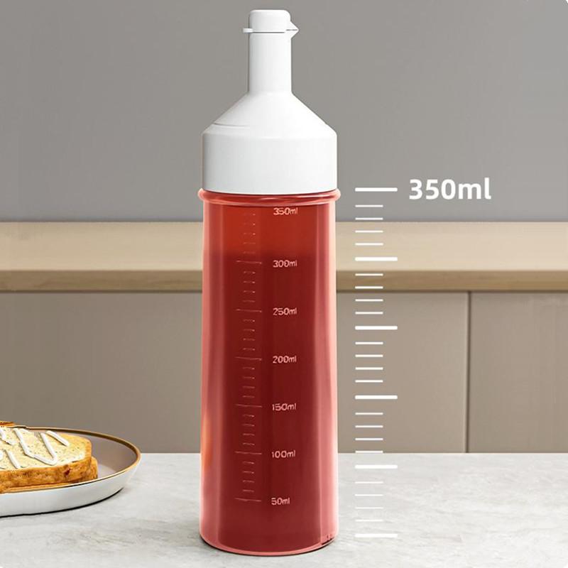 Condiment Squeeze Bottles 250/350/450ml Ketchup Mustard Salad Sauce Dispenser On Cap Lids Olive Oil Bottle Kitchen Gadget