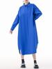 Xitao Casual Hollow Out Folds Long Sleeve Women Dress DMJ2729