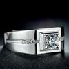 Luckcome Sterling Tone Inlaid Square Cubic Zircon 'S Rings Men High Quality Refers To Handsome Shape Zircon Stone Jewelry RingsFashion
