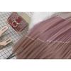 Summer Women Elegant Contrast Color Elastic Waist Mesh Tulle Long Midi Pleated Skirt