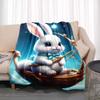3D Cartoon rabbit pattern printed blanket for living room bedroom home decor children's room bed blanket picnic blankets Luxury