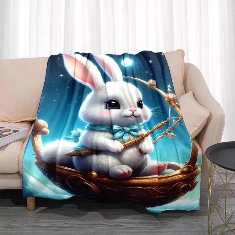 3D Cartoon rabbit pattern printed blanket for living room bedroom home decor children's room bed blanket picnic blankets Luxury