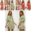 Stylish Womens Mini Ladies Dress Floral Print Ruffle V Summer Beach Sundress For Every Occasion