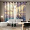 Set Of 2 Ocean Sailboat Pattern Printed Curtains Suitable Living Room Bedroom Office Sliding Window Home Decoration Made Polyester Great Treatment