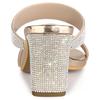 Allegra K Women's Sleek Rhinestone Mule Sandals with Square Toe and Chunky Heel, Rose Gold, Size 26.0cm