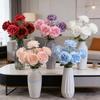 3 Köpfe Blühende Künstliche Rose 26" Realistisches Langes Stiel Faux Seide Rosenstrauß für DIY Hochzeitsstrauß Hotel Zuhause Tischvase Dekor Floral