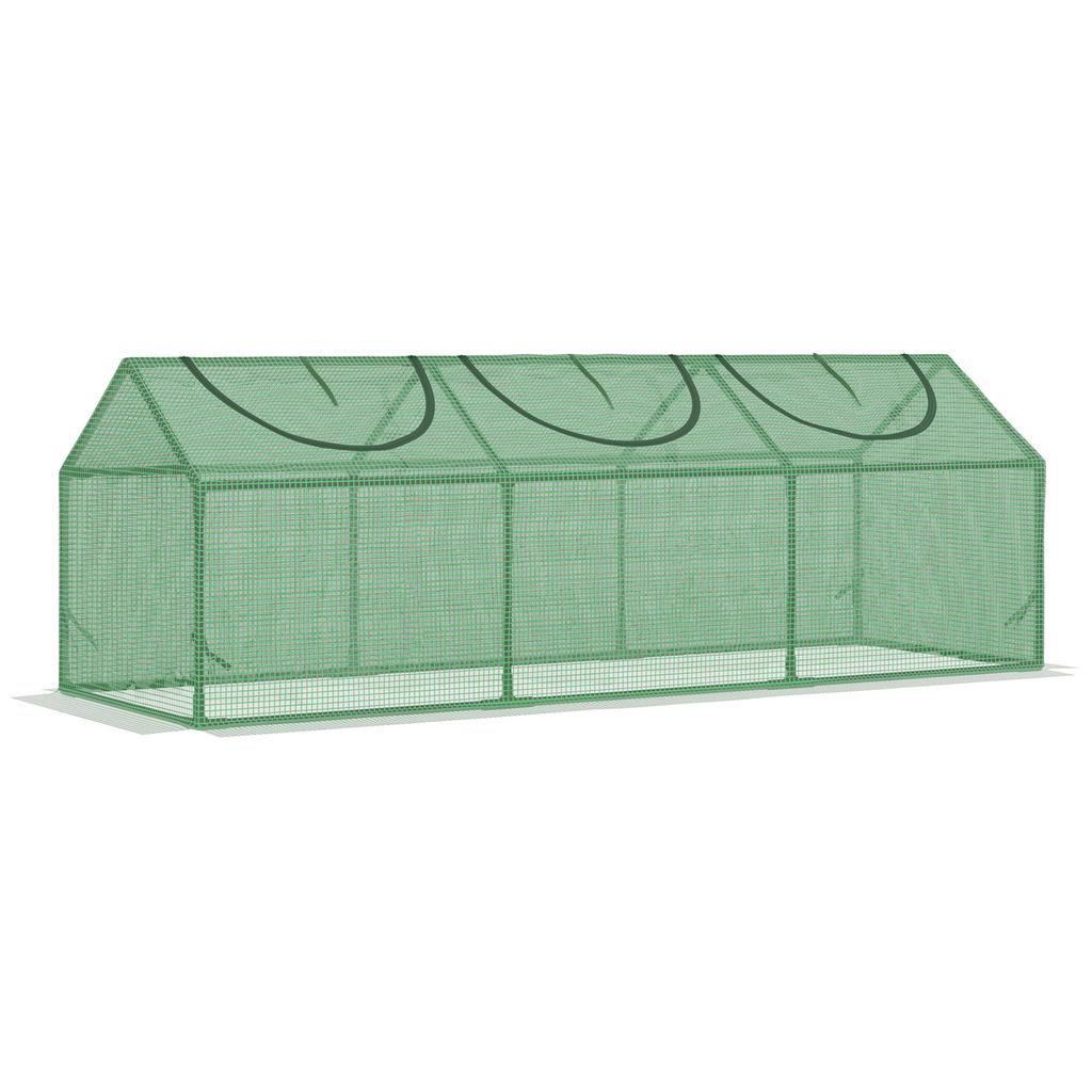 Mini Greenhouse with 3 Roll-Up Windows, 180 X 60 X 60 Cm, High-Density PE Cover (140 G/m²)