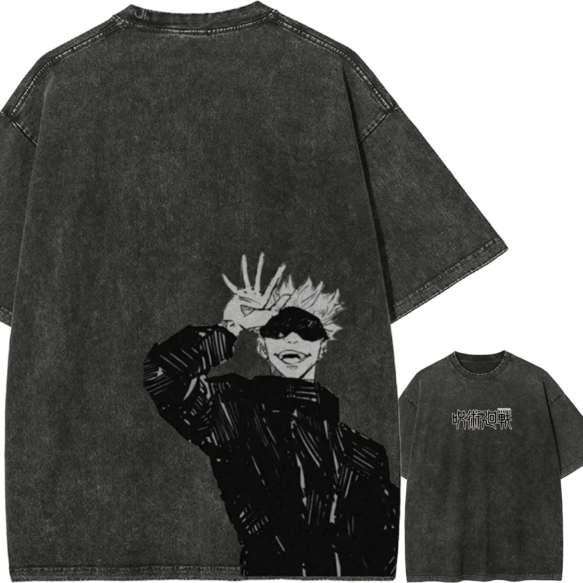 

Satoru Gojo Hand Sign Tshirt Jujutsu Kaisen Tee Vintage Washed Oversized Retro Anime Harajuku Streetwear Graphic Manga Clothes M