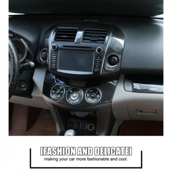 Soft Carbon Fiber Warning Light Switch Trim Sticker For Toyota RAV4 2006-2012