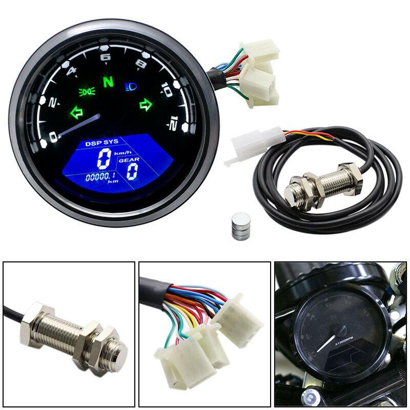Universal Motorcycle LCD Digital Speedometer 8-18V DC Motorbike Odometer Tachometer Gauge ABS Waterproof Instruments