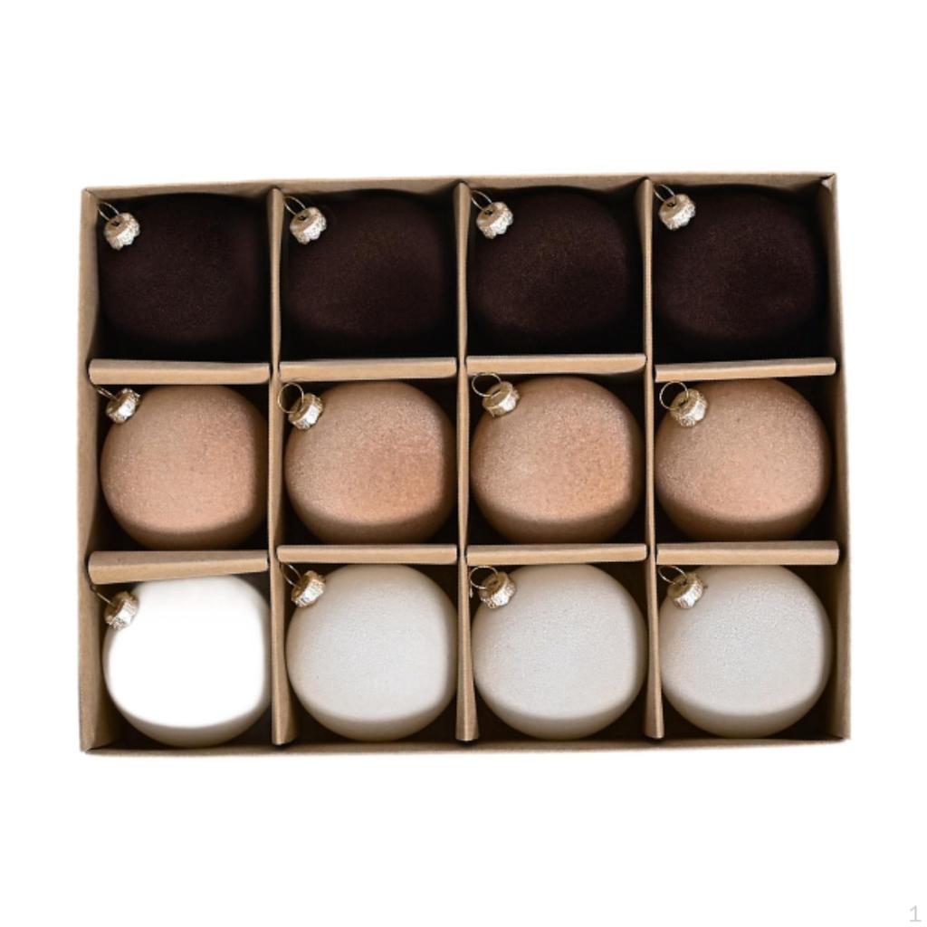 12 Pieces - Ornaments, Flocked Christmas Decoration, Shatter Decorative Balls