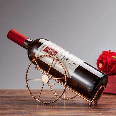 Présentoir à Vin Design Roues Fer Bronze Porte-Bouteilles de Vin Support Bouteilles de Vin Bière Whisky