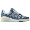 Louis Vuitton Trainer Cow Leather Low Top Skateboard Shoes Unisex Blue White 1ADHIT