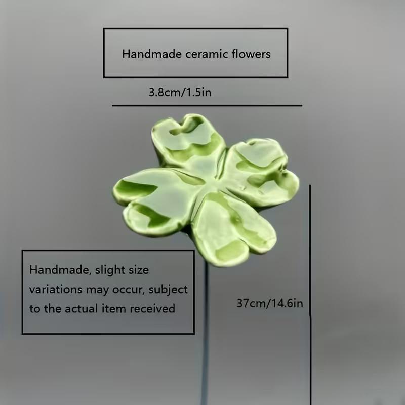 6/8/10 Stück Vierblättrige Kleeblumen Keramikblumen Symbolisieren Glück, Hoffnung, Glauben, Liebe Nie Verblassend, Ewige Keramikblumen Heimdeko