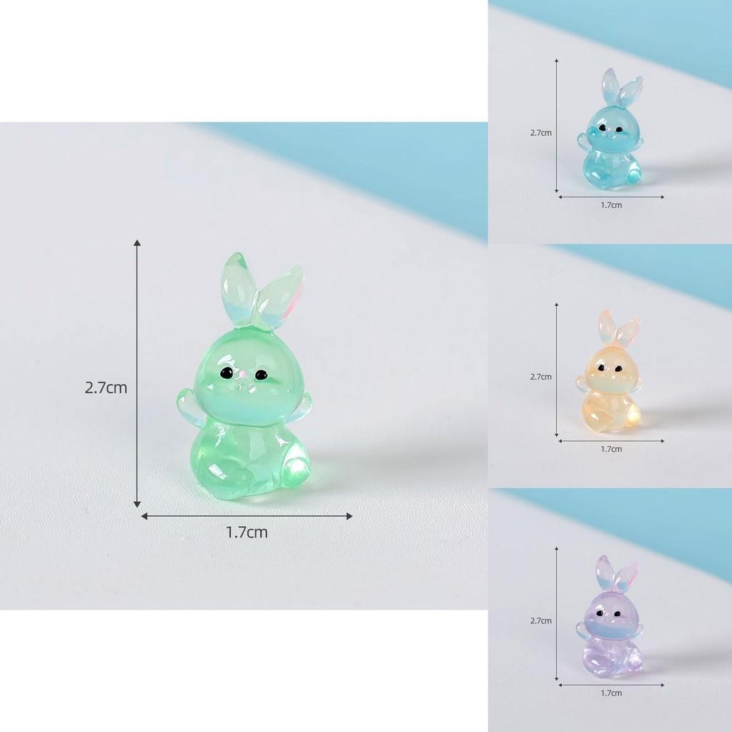 Adorable Cartoon Glow-in-the-dark Resin Rabbit Decorative Figurine For Desk